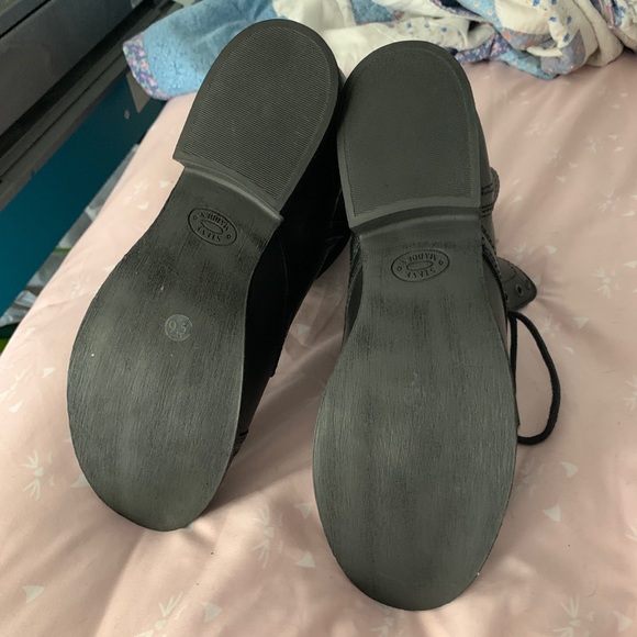 Steve Madden Leather Combat Boots - Black - Picture 3 of 6